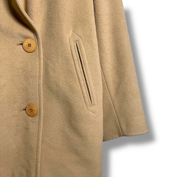 LL Bean Cashmere Blend Peacoat Coat Camel Size 14 Career Old Money Nautical - Picture 7 of 14